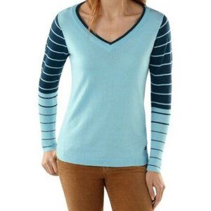 Smartwool Clearwater V Neck Striped Thin Sweater